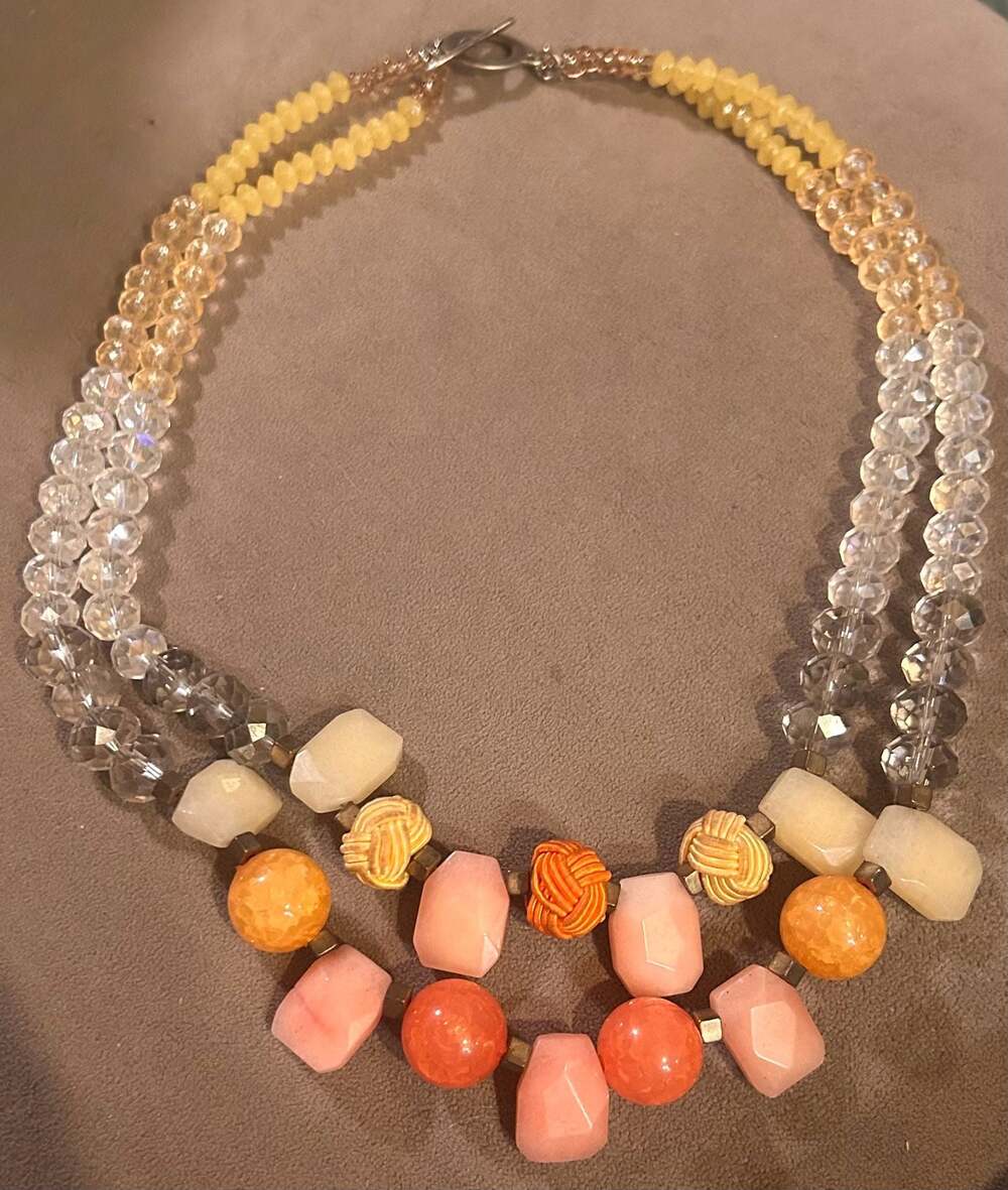 Loft Multi-Strand Statement Necklace with Mixed Beads and Knotted Accents